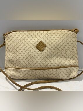 Cream and Tan‎ Crossbody Bag with Subtle Pattern